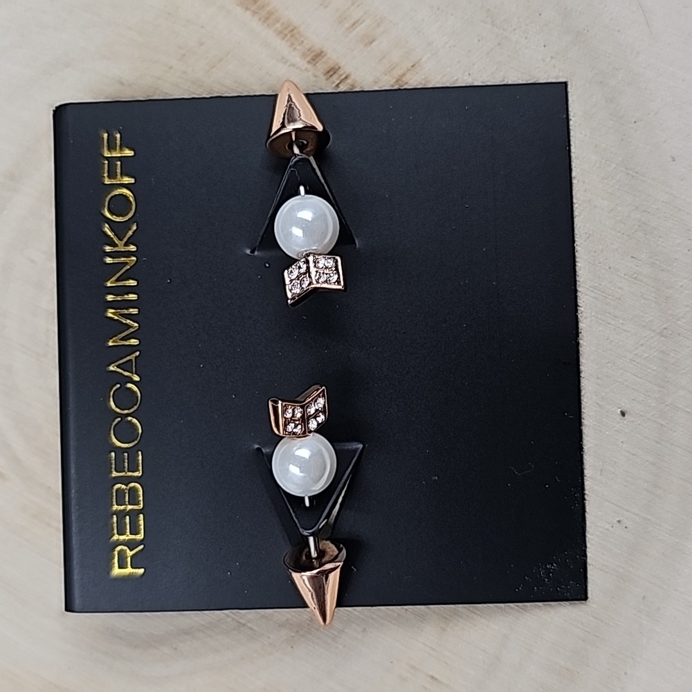 #Arrow Earrings Rose Gold with Pearl & Rhinestones